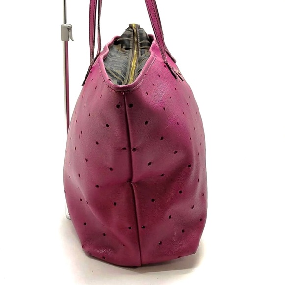 Fendi Perforated Leather Tote with Zucca Fabric Trim — Super Cool Bag!!! - Picture 4 of 10
